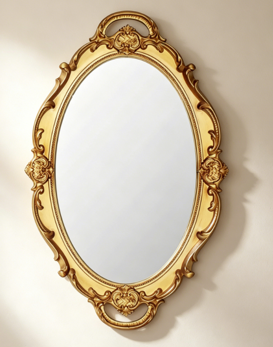 Square Vintage Wall-Mounted Makeup Mirror, Gold