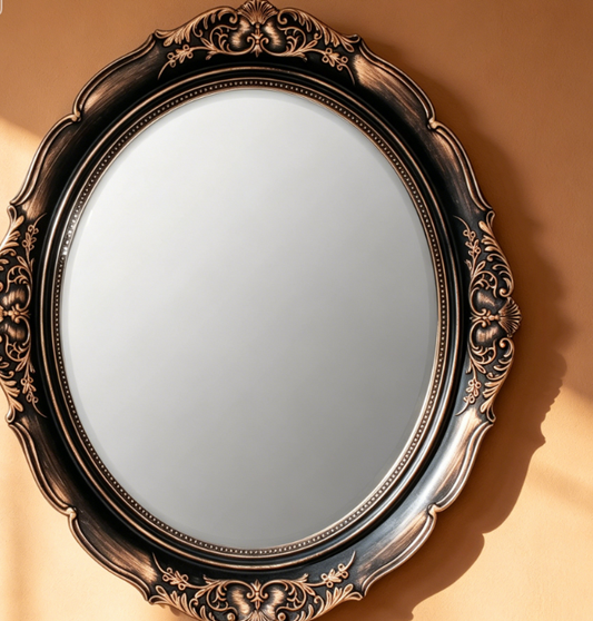 Vintage Oval Hanging Wall Mirror, Gold
